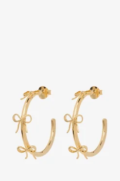 Anna+Nina goudkleurige big bow hoop oorbellen