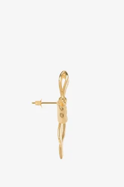 Anna+Nina goudkleurige single big bow stud oorbel