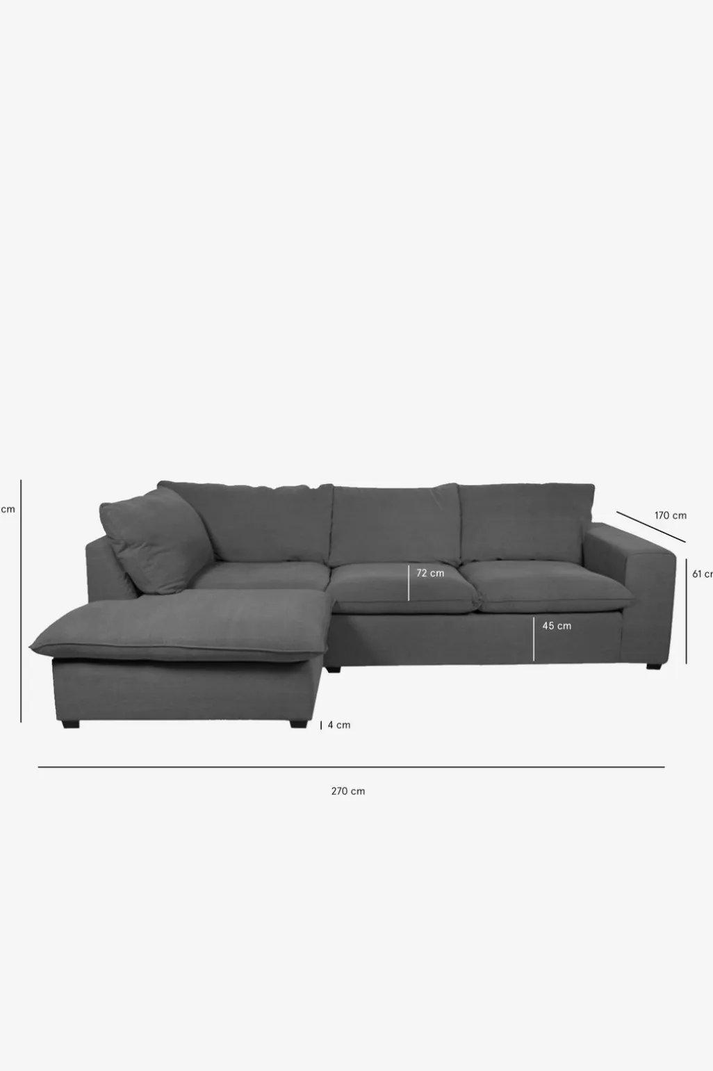 Baron bank 2.5-zits lounge links donkergrijs