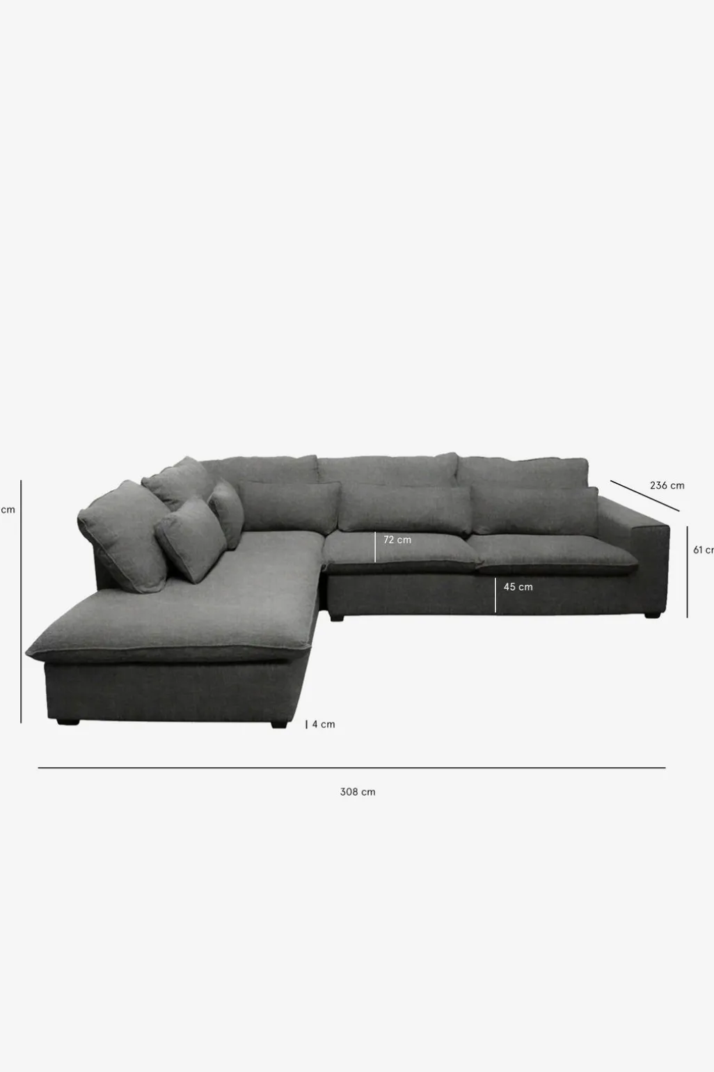 Baron bank 3.5-zits lounge links donkergrijs