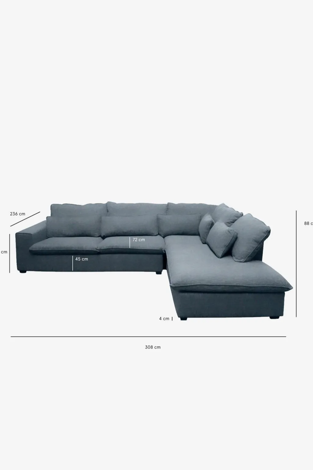 Baron bank 3.5-zits lounge rechts donkerblauw