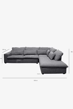 Baron bank 3.5-zits lounge rechts donkergrijs melee