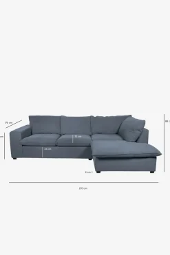 Baron bank 2.5-zits lounge rechts donkerblauw