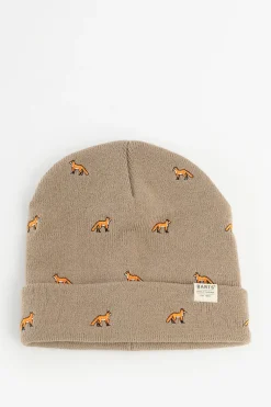 BARTS bruine beanie met vossenprint