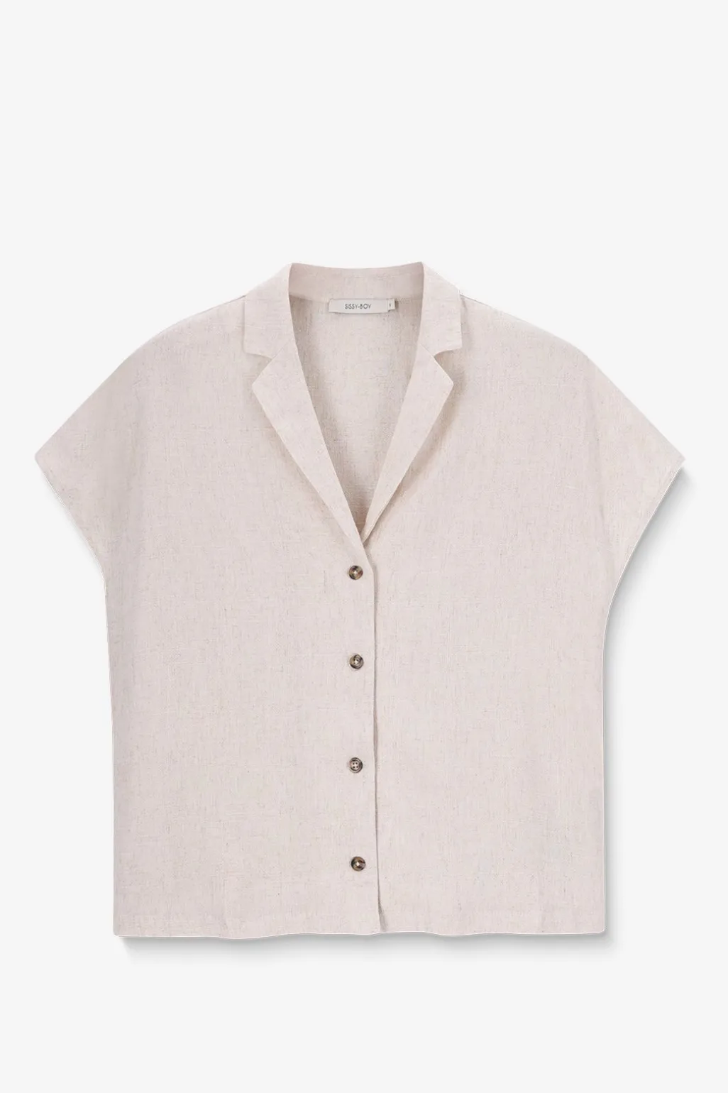 Beige blouse met korte mouwen
