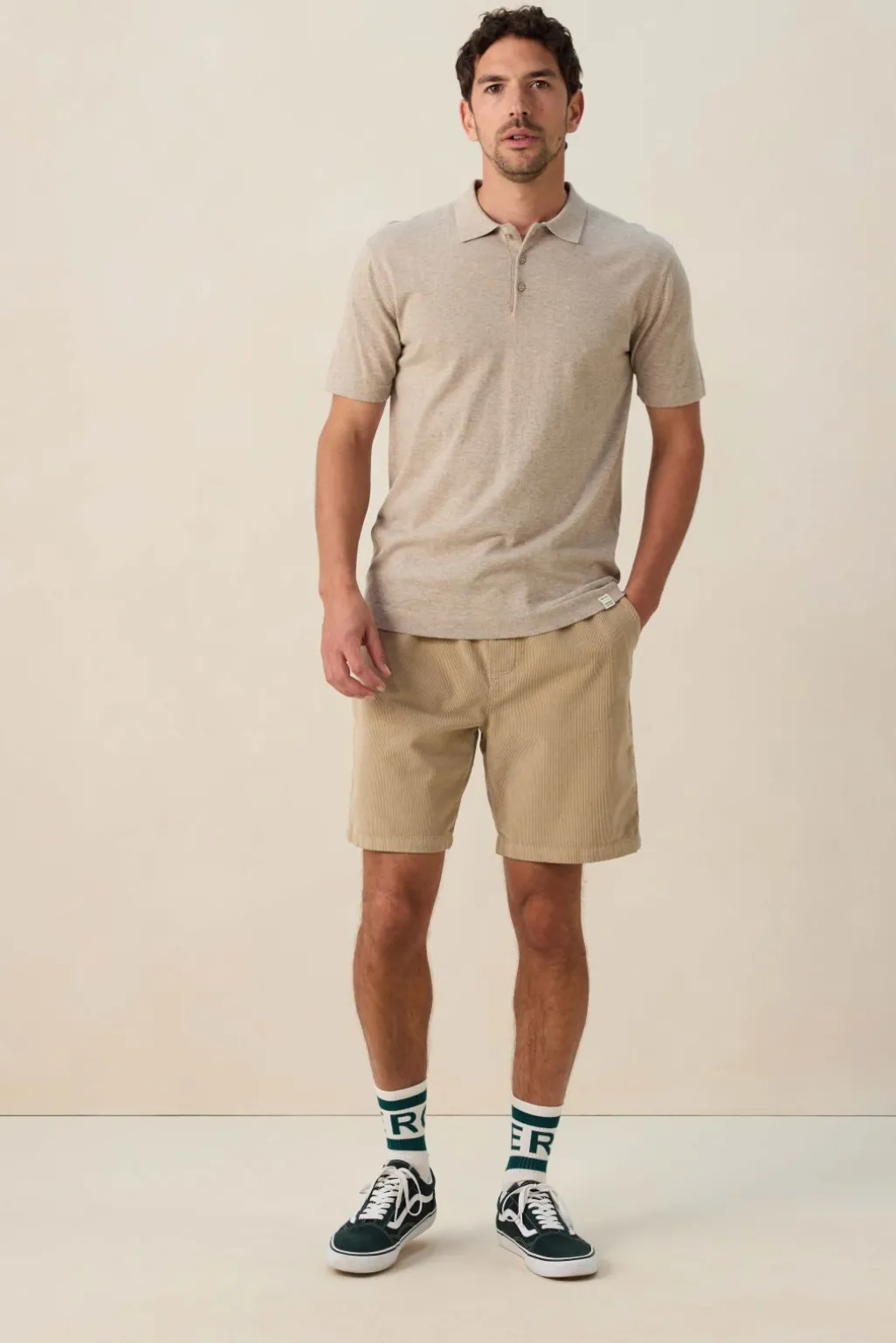 Beige corduroy short
