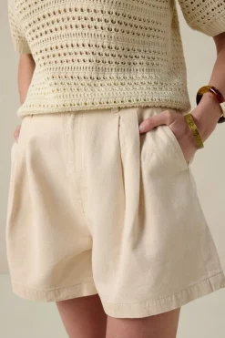 Beige denim shorts
