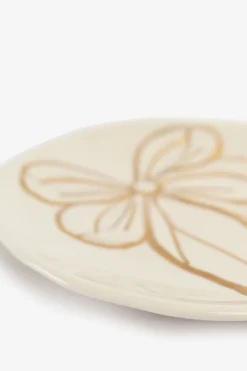 Beige dessertbord met gouden strik