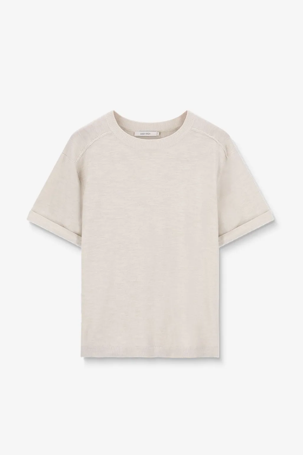 Beige gebreide trui
