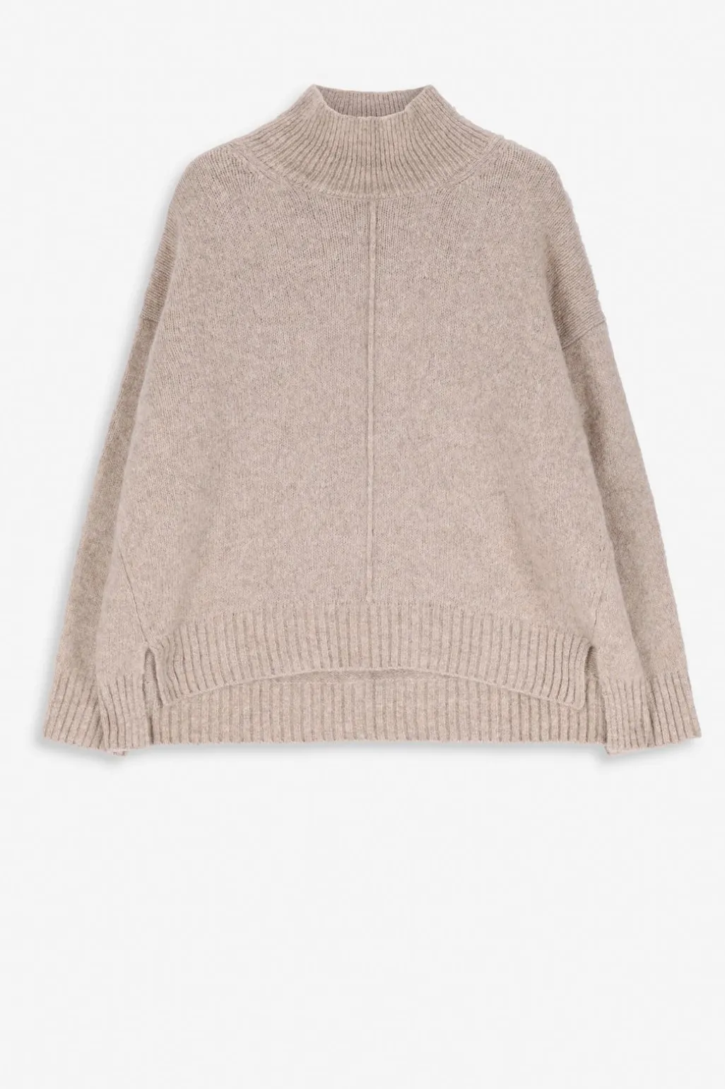 Beige gebreide trui met turtle neck