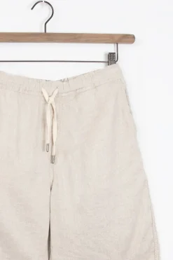 Beige herringbone shorts met aantrekkoord