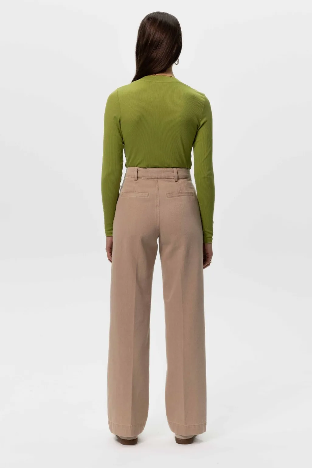 Beige high waist wide leg jeans