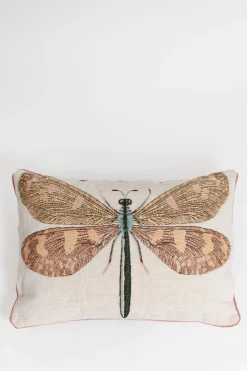 Beige jacquard kussen dragonfly