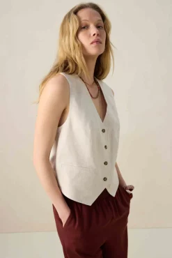 Beige linnen gilet