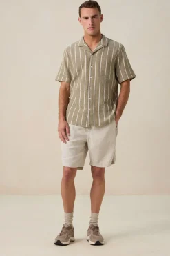 Beige linnen herringbone short
