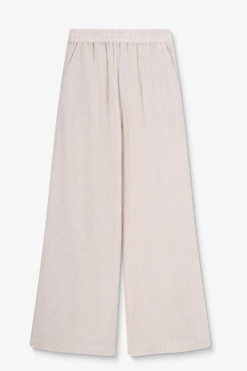 Beige linnen high waist wide leg broek