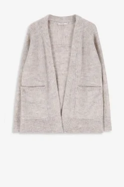 Beige melange openvallend vest