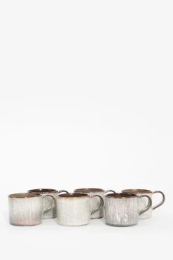 Beige met blauwe keramieken mok met oor