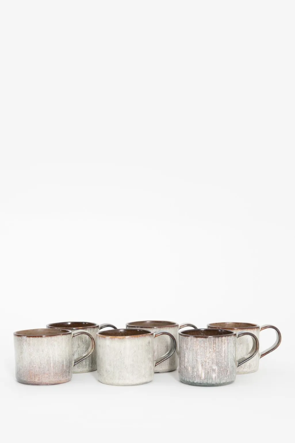 Beige met blauwe keramieken mok met oor