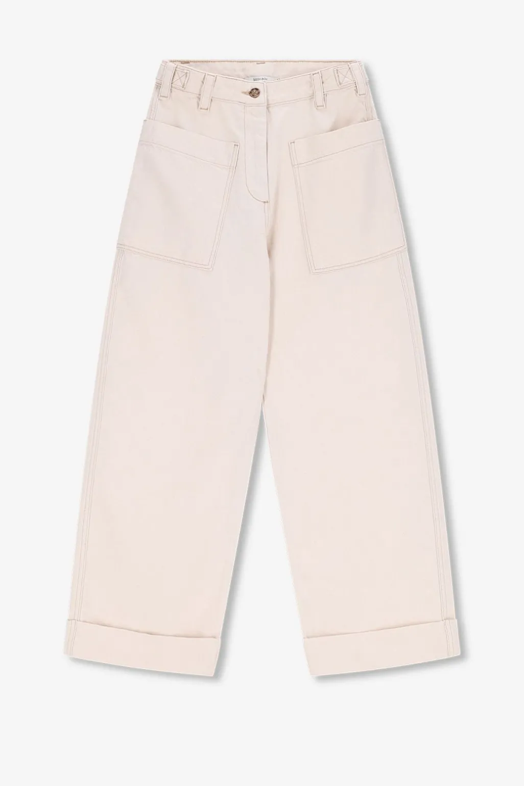 Beige mid waist workwear broek