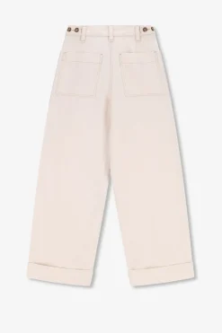 Beige mid waist workwear broek