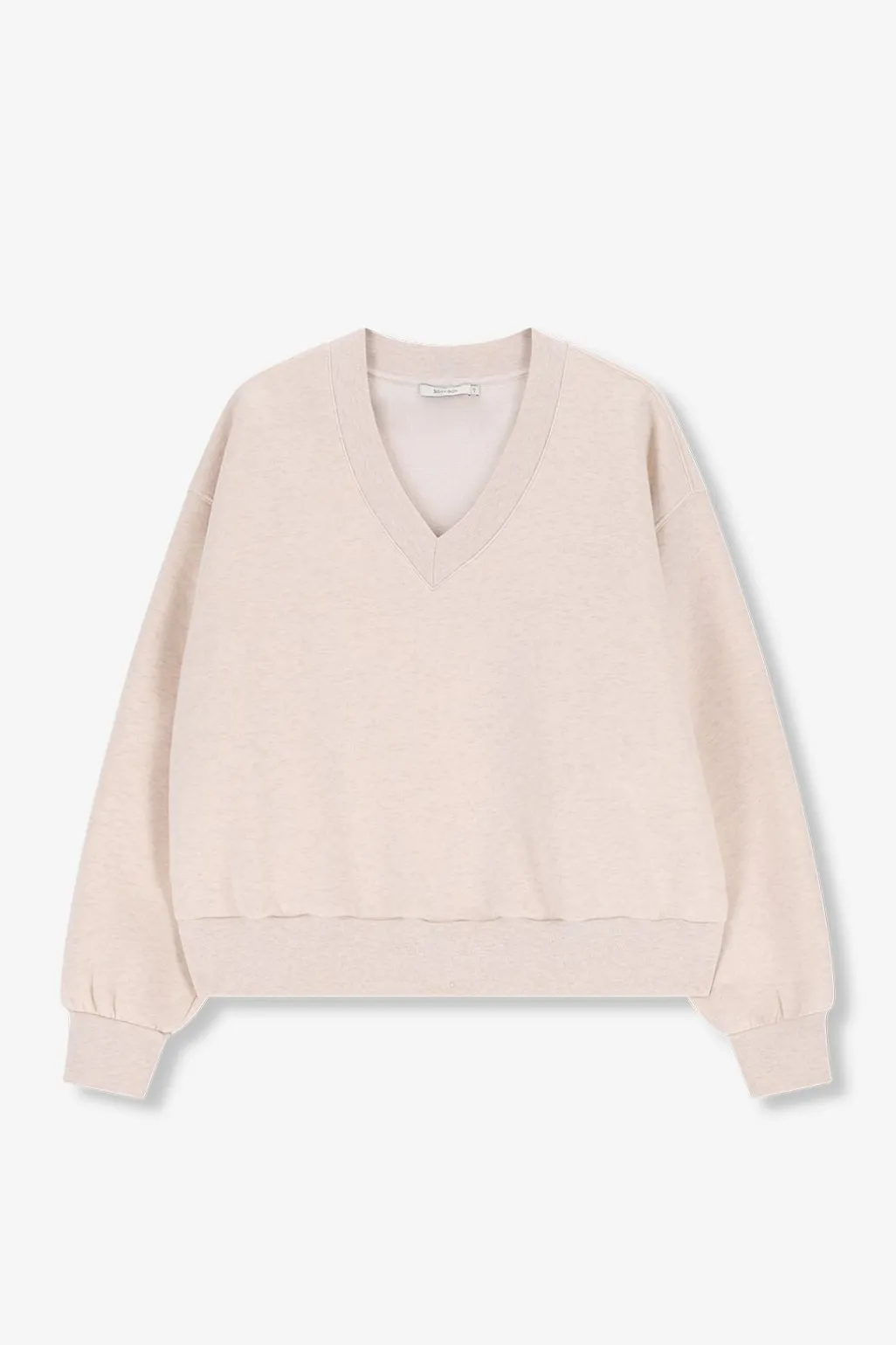 Beige oversized sweater met v-hals