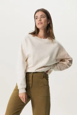 Beige oversized sweatshirt met multicolour melange effect