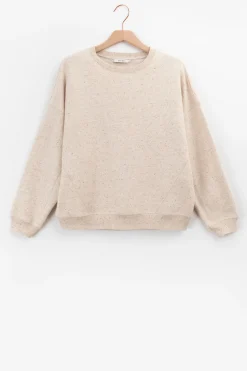 Beige oversized sweatshirt met multicolour melange effect