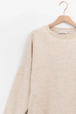Beige oversized sweatshirt met multicolour melange effect
