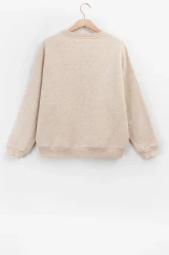 Beige oversized sweatshirt met multicolour melange effect