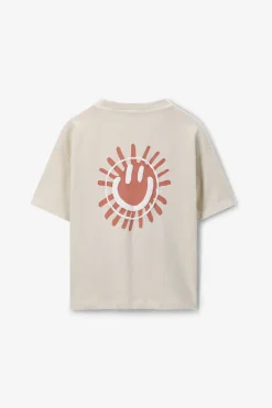 Beige oversized T-shirt met artwork