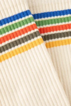 Beige sokken met regenboog strepen