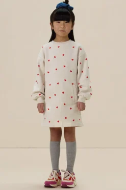 Beige sweatjurk met hartjes