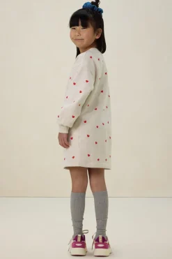 Beige sweatjurk met hartjes