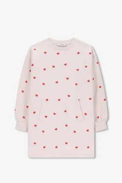 Beige sweatjurk met hartjes
