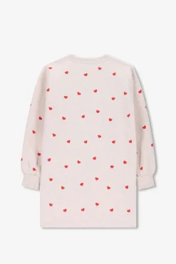 Beige sweatjurk met hartjes