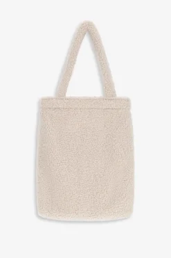 Beige teddy shopper
