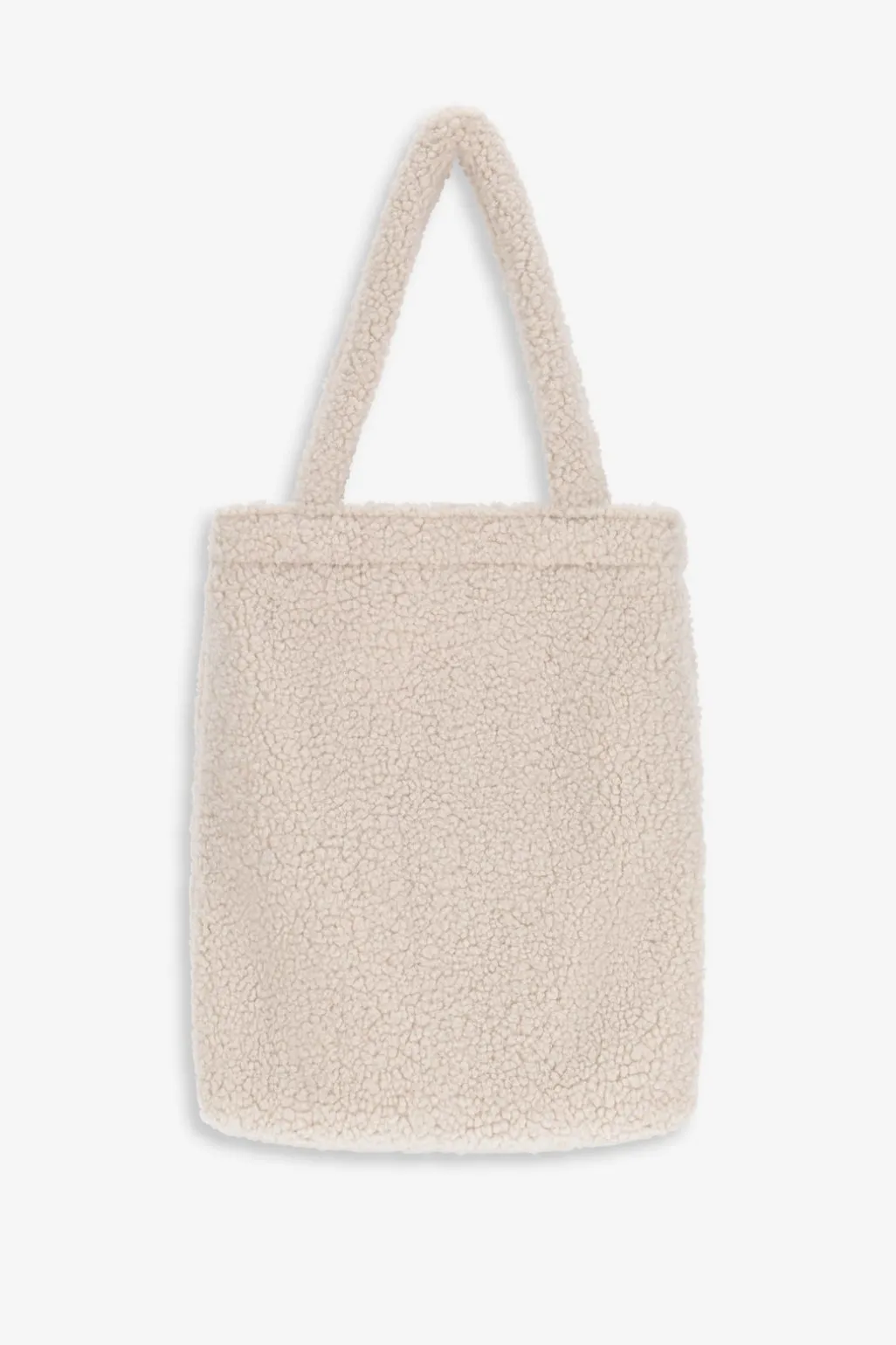 Beige teddy shopper