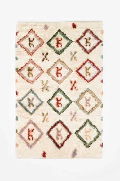 Beige vloerkleed met multicolour patroon