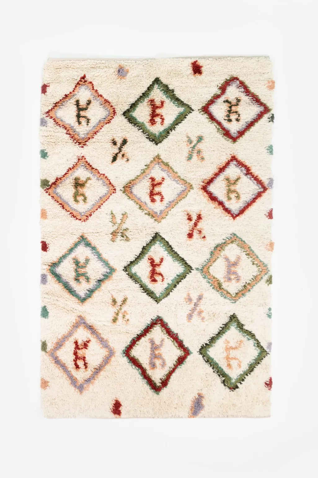 Beige vloerkleed met multicolour patroon