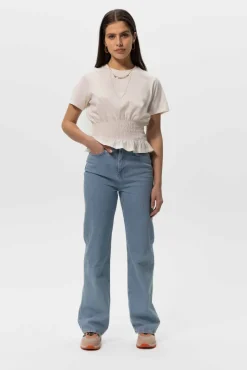 Belize blauwe high waist wide leg jeans