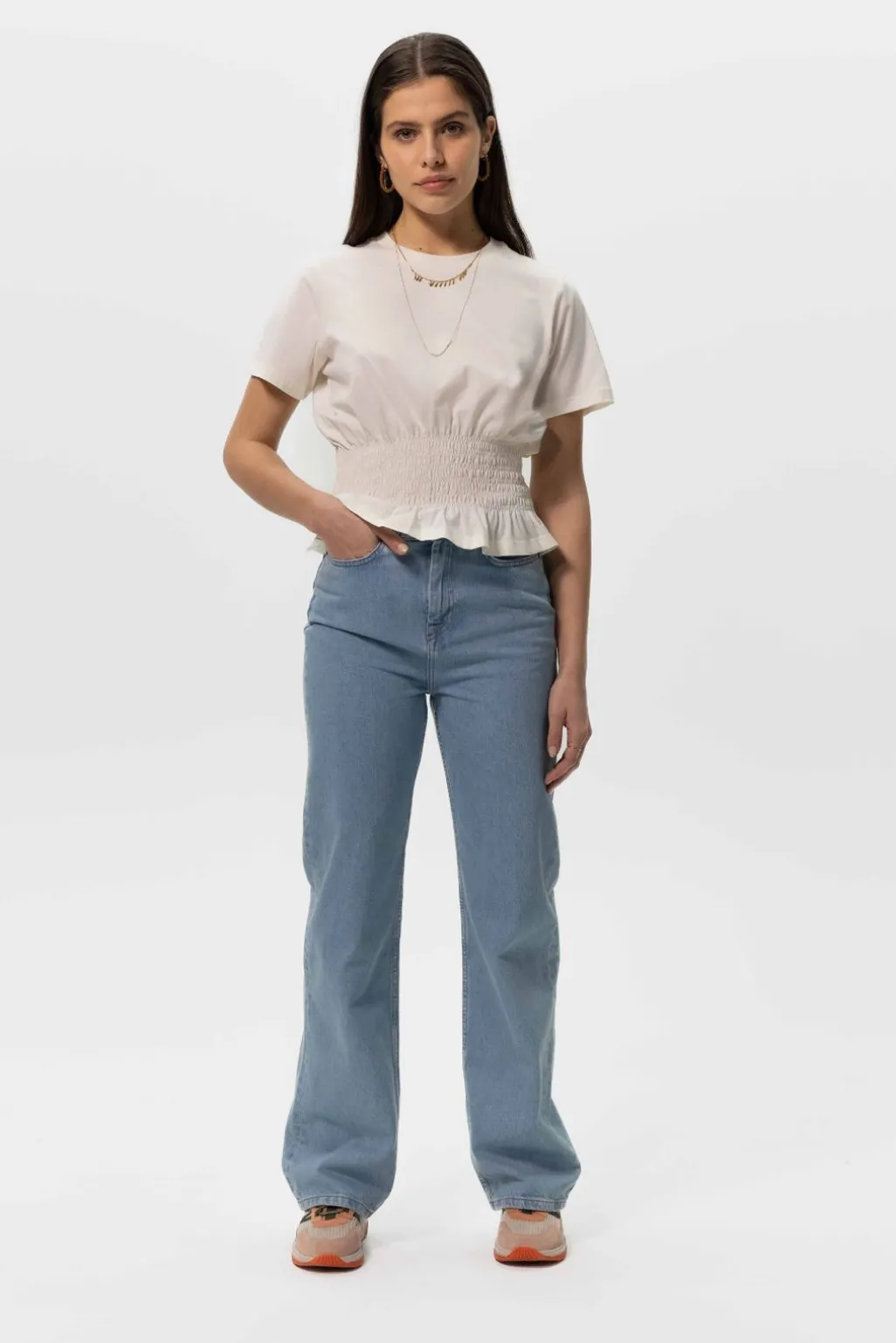 Belize blauwe high waist wide leg jeans