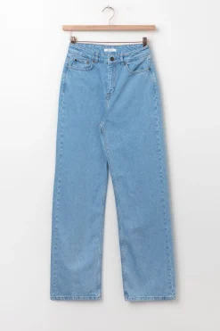 Belize blauwe high waist wide leg jeans