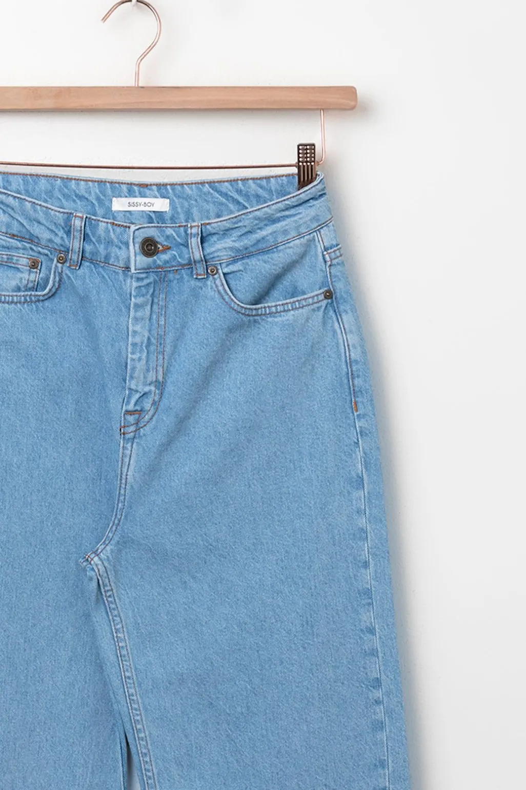 Belize blauwe high waist wide leg jeans