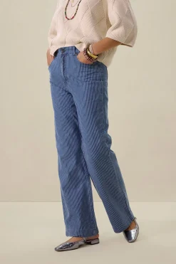 Betim gestreepte high waist wide leg jeans