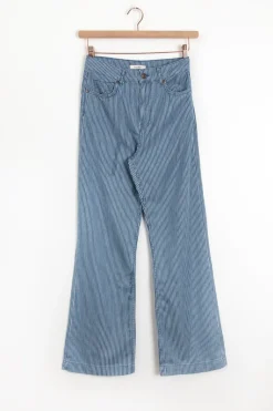 Betim gestreepte high waist wide leg jeans