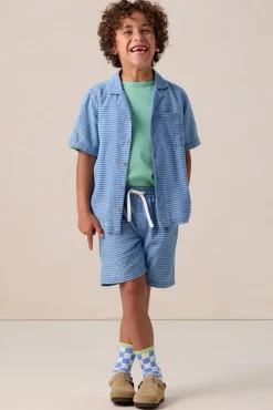 Blauw denim geruit overhemd