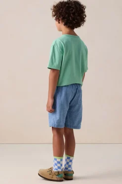 Blauw denim geruite shorts