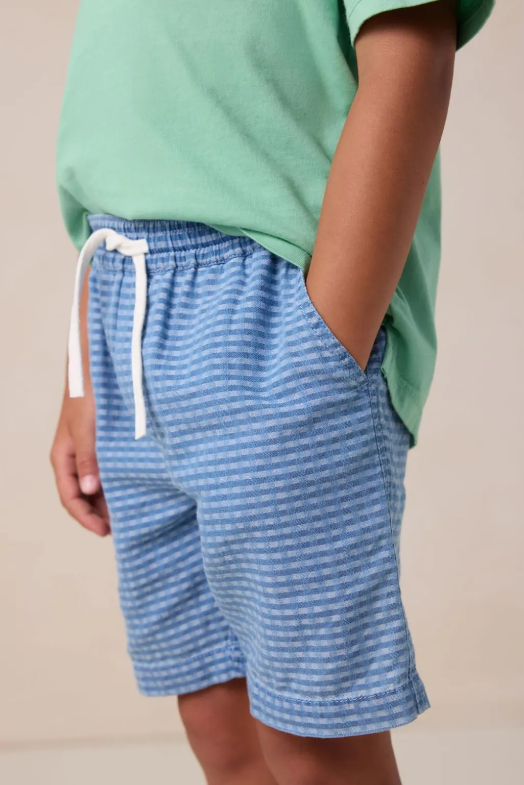 Blauw denim geruite shorts