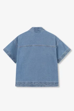Blauw denim jack met korte mouwen